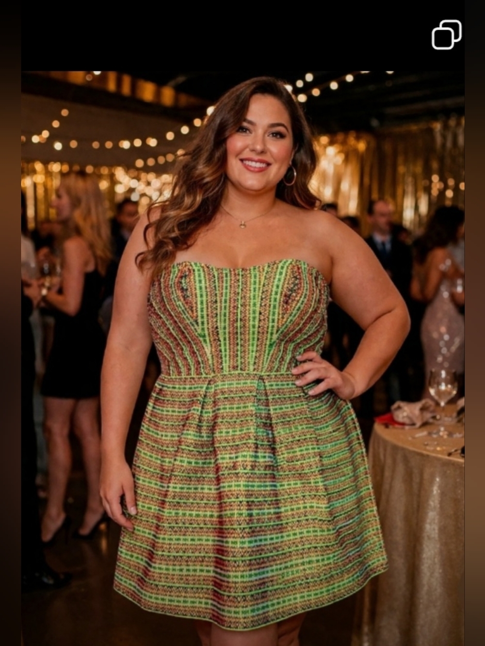 WOW Couture Strapless A-line Party Prom Dress Green Red Yellow NWT Large